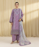3 Piece - Embroidered Cotton Jacquard Suit