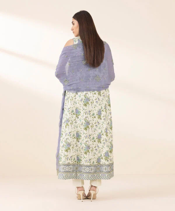 2 Piece - Embroidered Cotton Suit