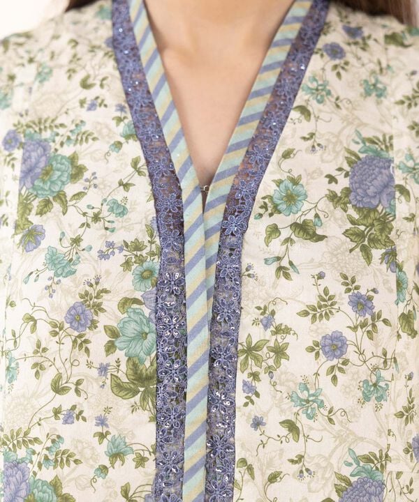 2 Piece - Embroidered Cotton Suit