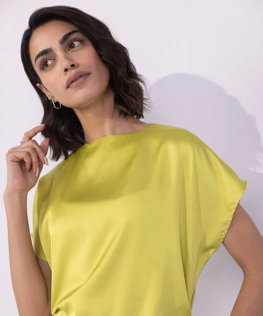 Satin Top With Cinched Waist